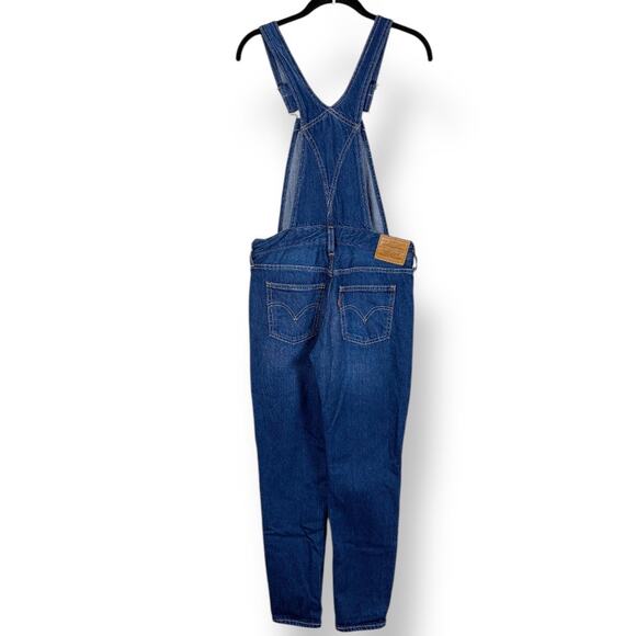 Levi's Premium Denim Dark Wash Tapered Skinny Leg Blue Jean Overalls - Picture 7 of 13